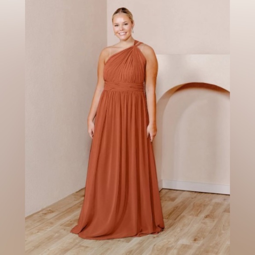 Revelry Bridesmaids Dress in Brooklyn Rust (951) Size 12 Petite
